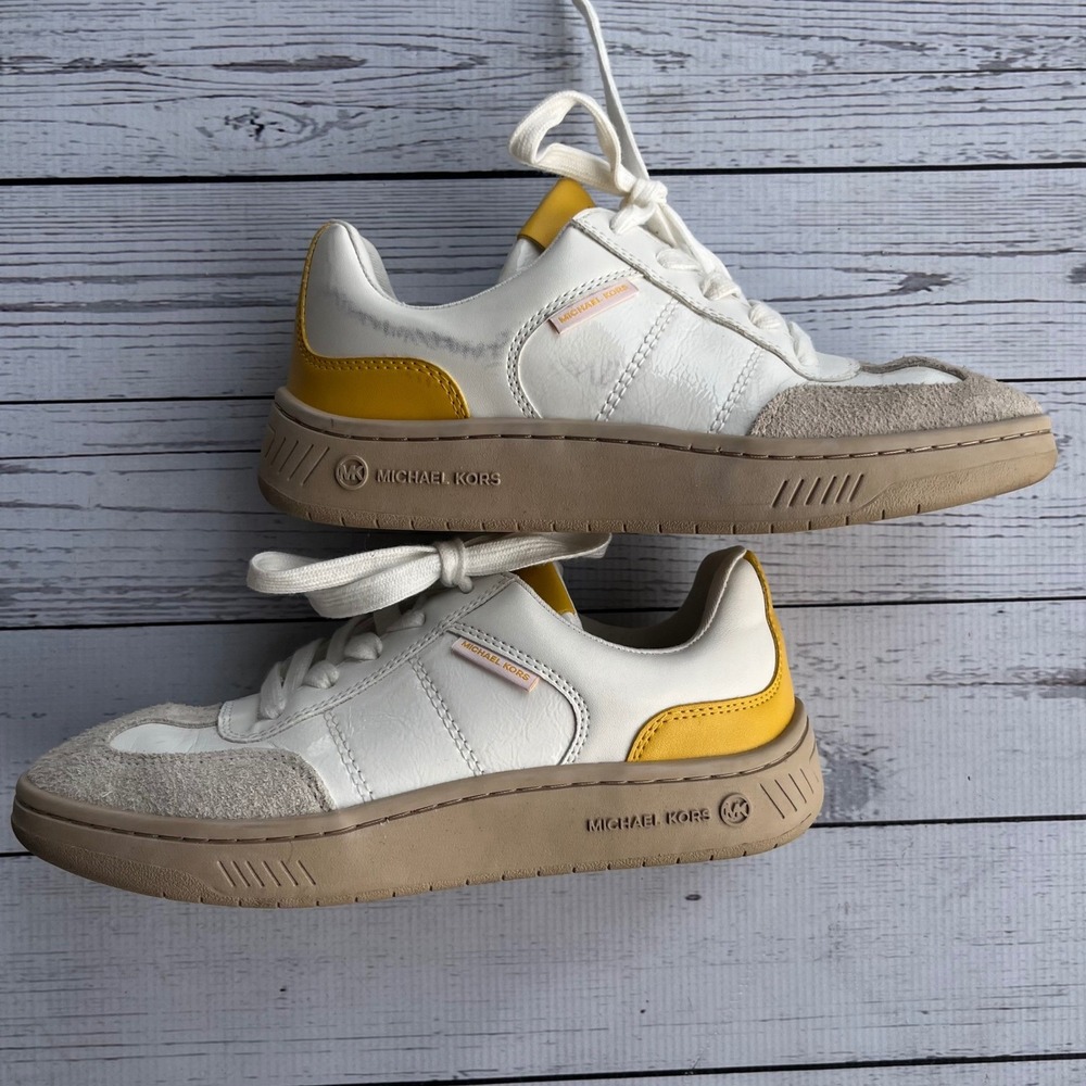 Michael Kors Womens‎ Yellow Leather Suede Low Top Preppy Sporty Sneakers Size 6M